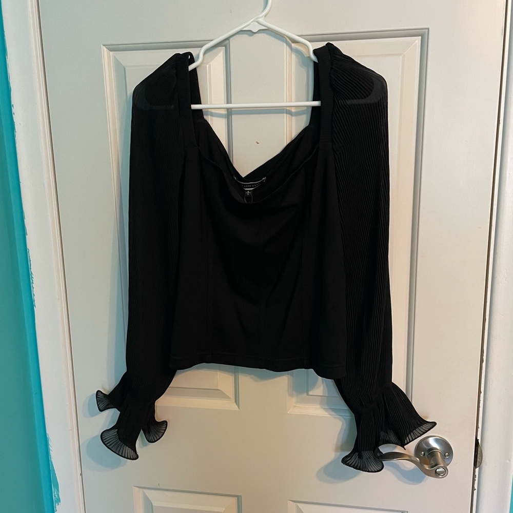 BNWT Black Square Neck Pleated Top - Picture 5 of 9